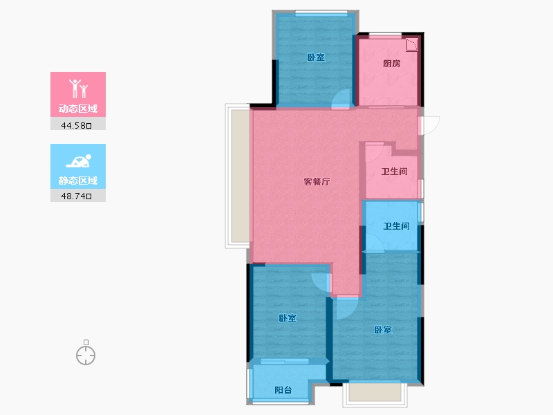 浙江省-杭州市-润枫东润紫园-83.00-户型库-动静分区