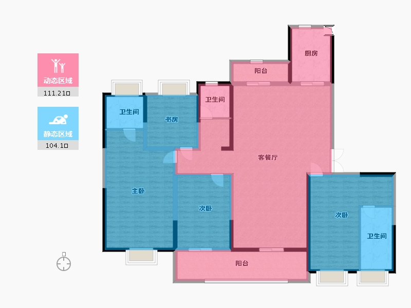 江苏省-南通市-银洲·蝶湖中心悦府-196.00-户型库-动静分区