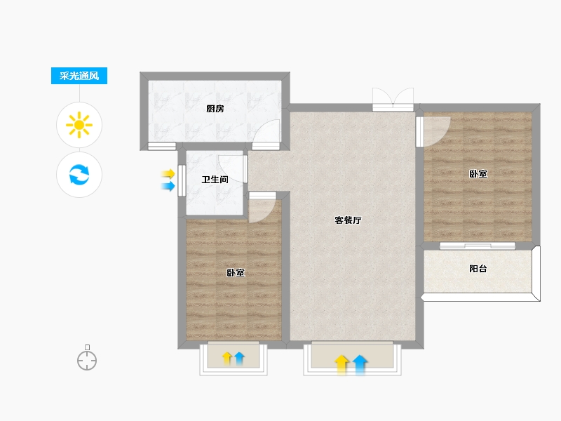 陕西省-宝鸡市-笙箫鹂苑-72.78-户型库-采光通风