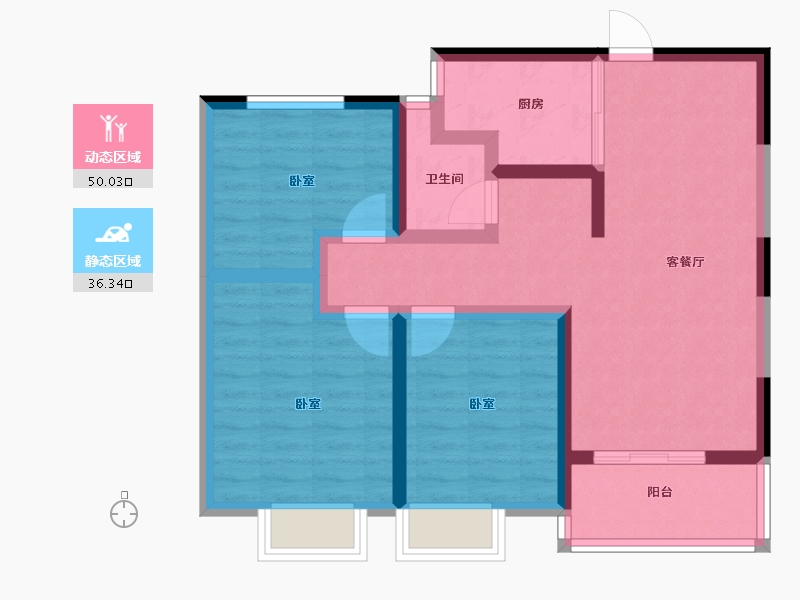 安徽省-淮南市-高速·海德公馆-76.00-户型库-动静分区