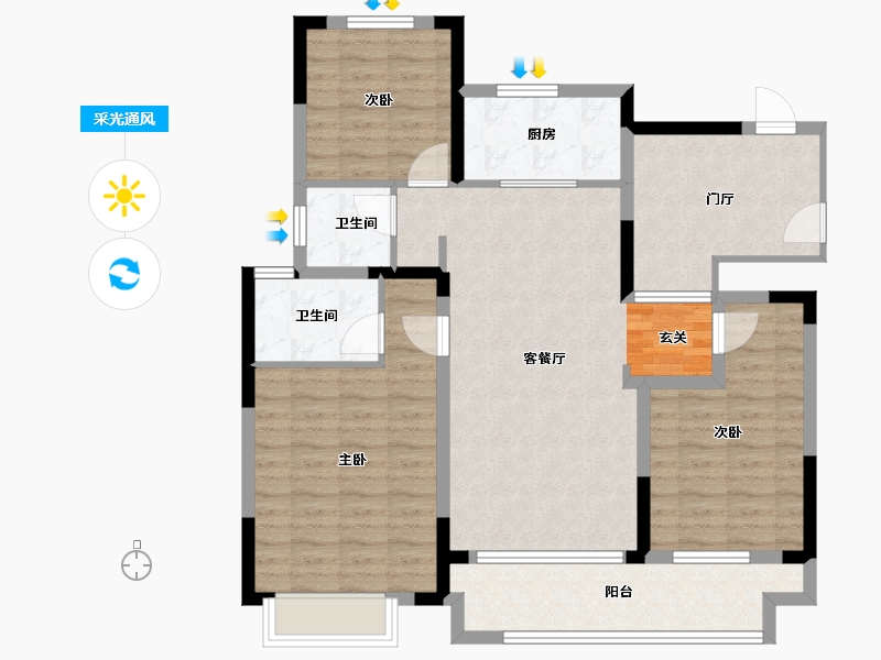 江苏省-苏州市-太湖朗峯-105.01-户型库-采光通风