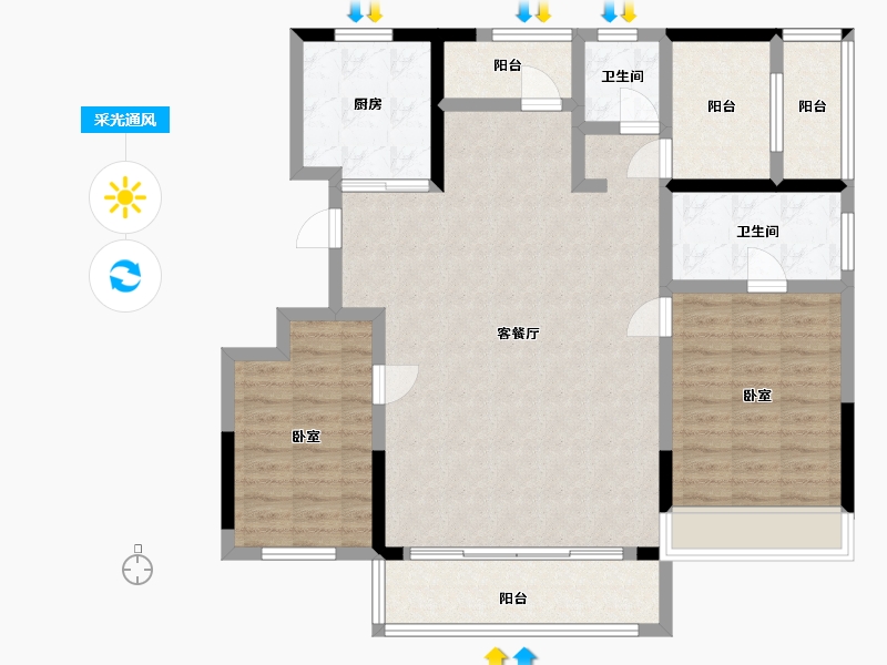 浙江省-宁波市-雅戈尔·嵩江府-108.62-户型库-采光通风