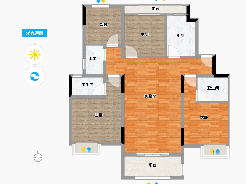 江苏省-扬州市-中海锦苑-112.99-户型库-采光通风