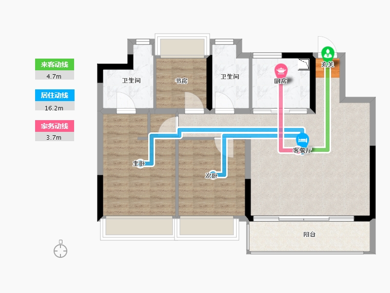 江苏省-苏州市-泊云庭-86.00-户型库-动静线