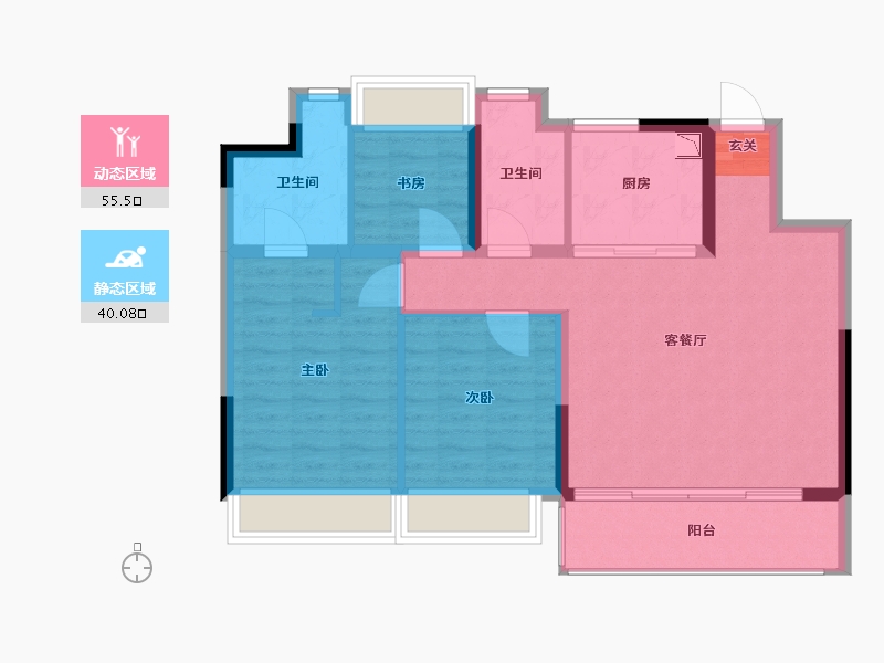 江苏省-苏州市-泊云庭-86.00-户型库-动静分区