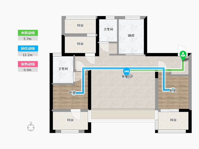 浙江省-宁波市-雅戈尔·嵩江府-69.90-户型库-动静线