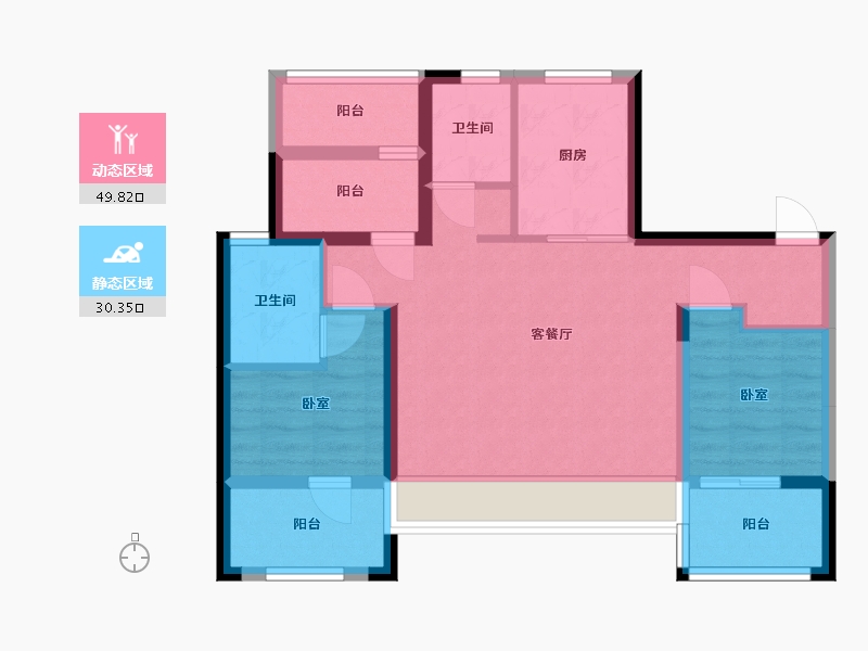 浙江省-宁波市-雅戈尔·嵩江府-69.90-户型库-动静分区