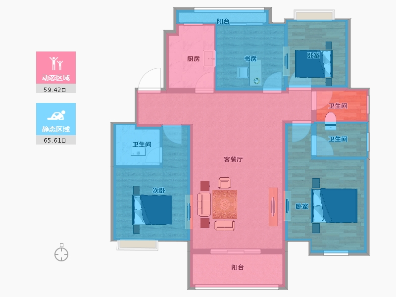 江苏省-扬州市-中海锦苑-113.01-户型库-动静分区