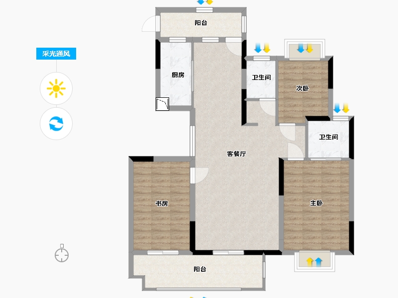 江苏省-南通市-海安万达广场-106.00-户型库-采光通风