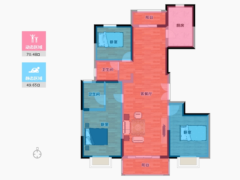 陕西省-西安市-西安凤鸣华府-107.24-户型库-动静分区