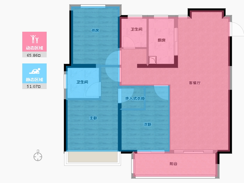 江苏省-徐州市-世茂云泽苑-106.01-户型库-动静分区