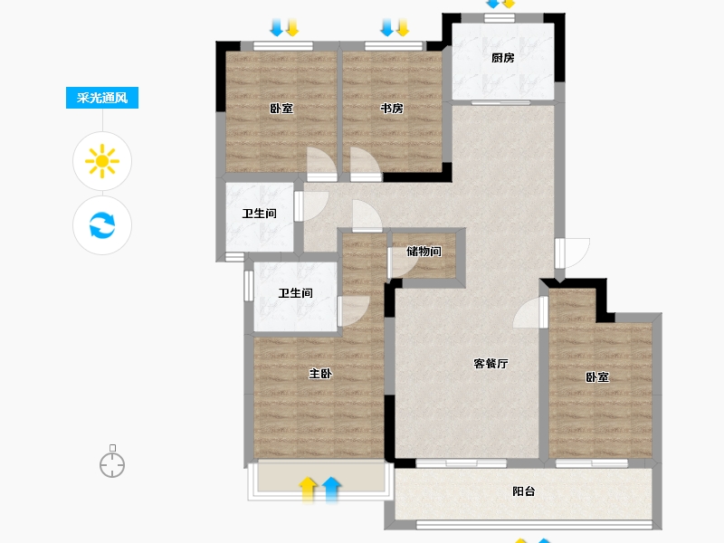 浙江省-温州市-凯迪融创新鹿园-100.00-户型库-采光通风