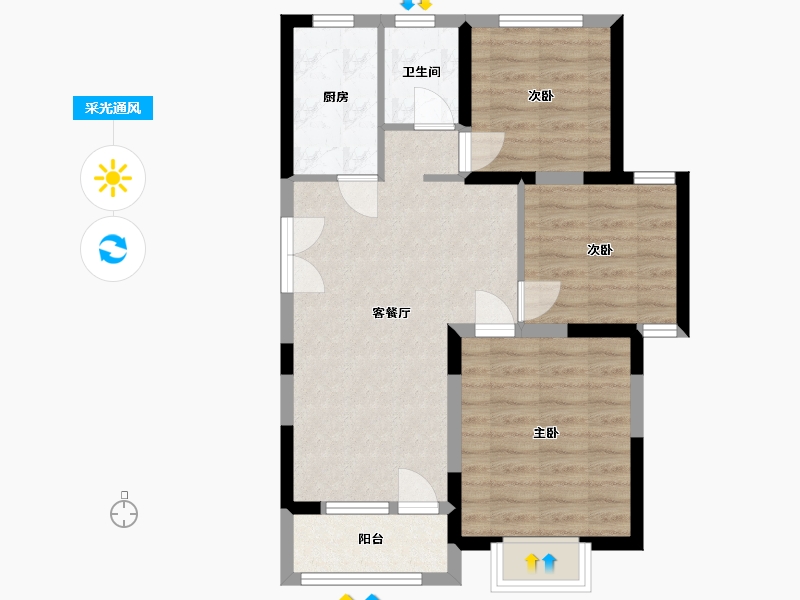 江苏省-淮安市-清城创意谷-66.51-户型库-采光通风