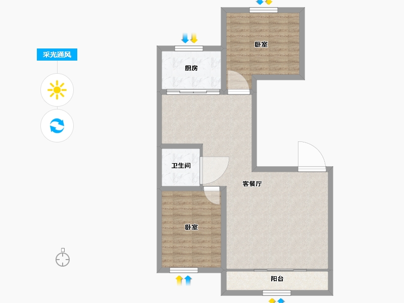 宁夏回族自治区-银川市-国金名城-80.00-户型库-采光通风