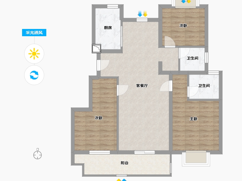 江苏省-南通市-橙园-84.00-户型库-采光通风