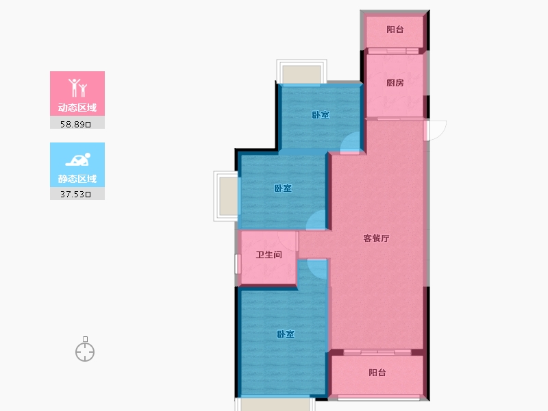 宁夏回族自治区-中卫市-中卫恒大都市广场-86.57-户型库-动静分区