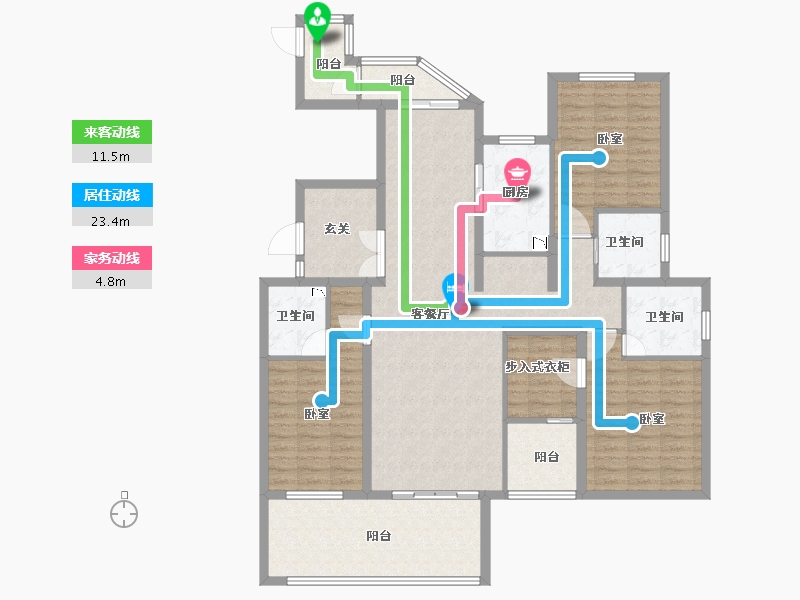 江苏省-南通市-绿地新都会-136.58-户型库-动静线