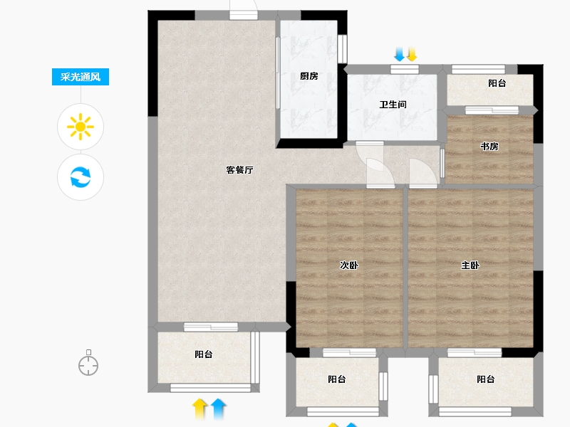 江苏省-淮安市-清城创意谷-84.80-户型库-采光通风