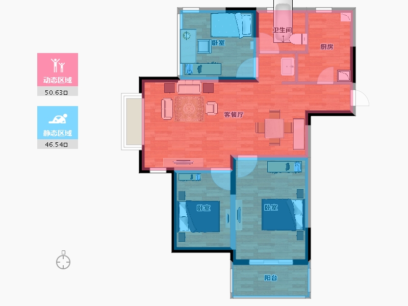 江苏省-南京市-印象华庭-87.01-户型库-动静分区