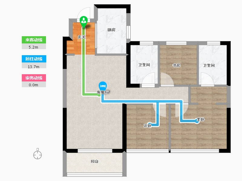 江苏省-苏州市-阳光城·檀苑-76.00-户型库-动静线