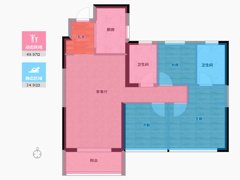 江苏省-苏州市-阳光城·檀苑-76.00-户型库-动静分区