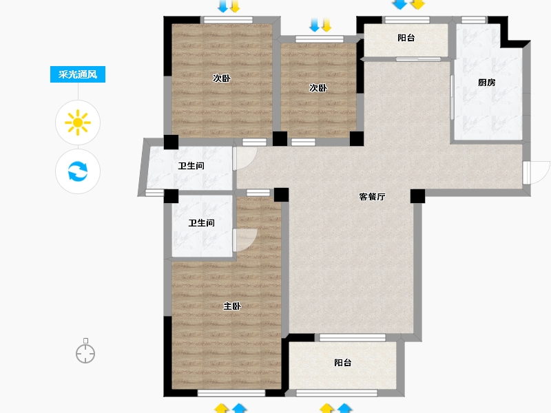 江苏省-淮安市-亿力未来城-108.80-户型库-采光通风