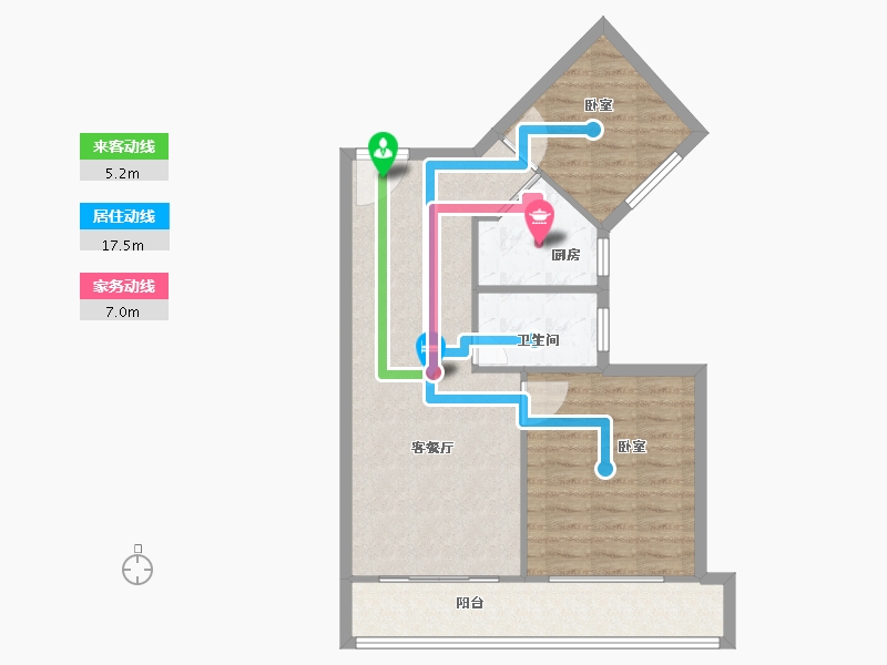 安徽省-芜湖市-绿地太平湖-72.00-户型库-动静线