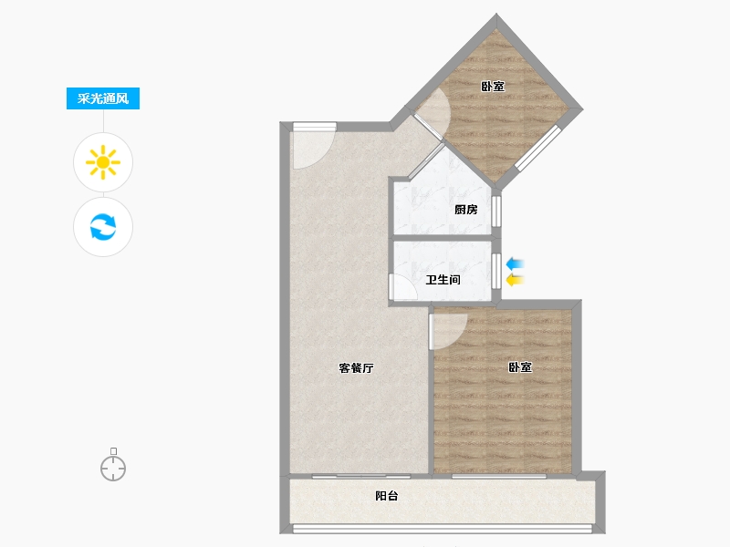 安徽省-芜湖市-绿地太平湖-72.00-户型库-采光通风