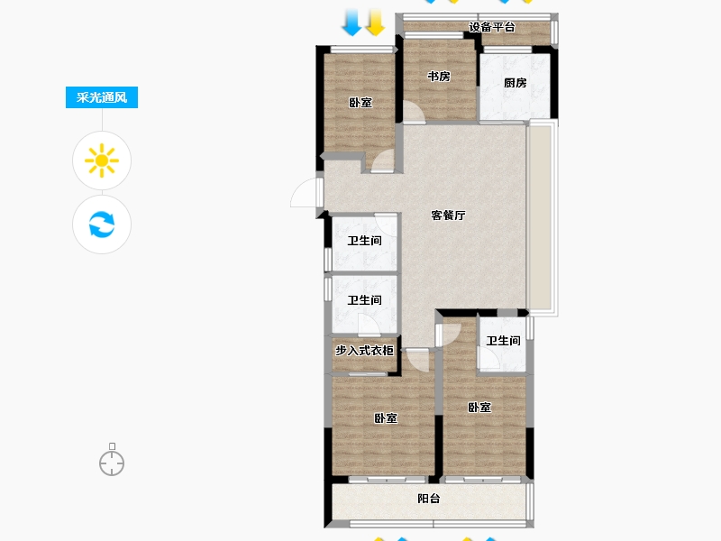 浙江省-杭州市-滨江嘉品美寓-108.22-户型库-采光通风