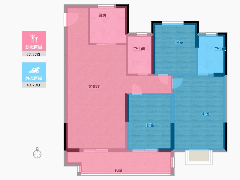 浙江省-宁波市-华鸿大发誉林府-91.00-户型库-动静分区