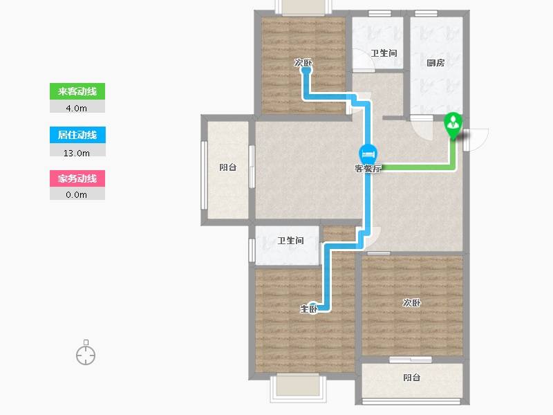 江苏省-淮安市-欣园小区-102.40-户型库-动静线