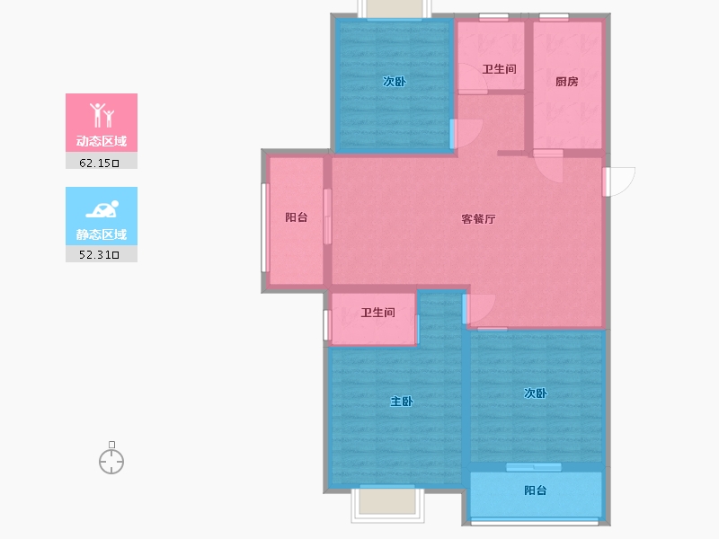 江苏省-淮安市-欣园小区-102.40-户型库-动静分区