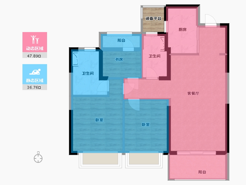 浙江省-宁波市-奥园·悦东湾-77.00-户型库-动静分区