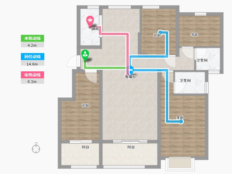 浙江省-宁波市-美的九峰天宸-108.00-户型库-动静线