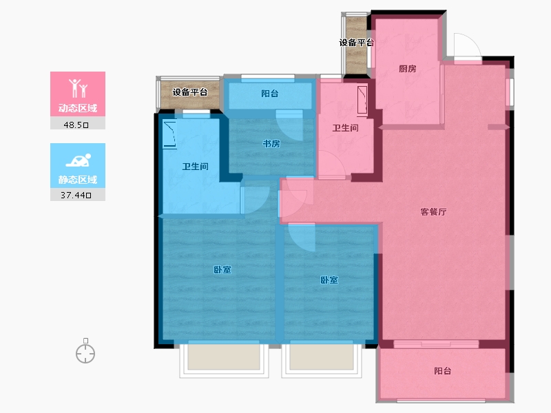 浙江省-宁波市-奥园·悦东湾-78.00-户型库-动静分区