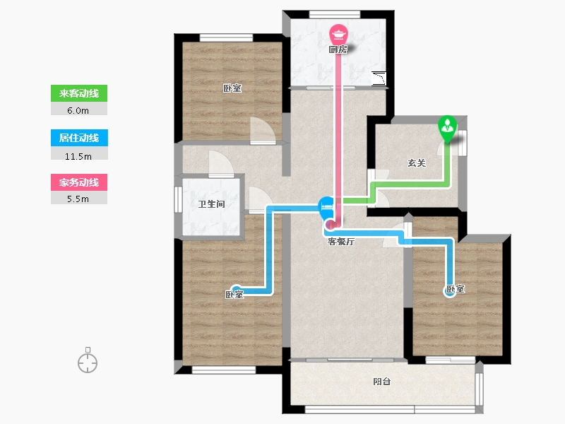 宁夏回族自治区-银川市-中房东方赋-85.64-户型库-动静线