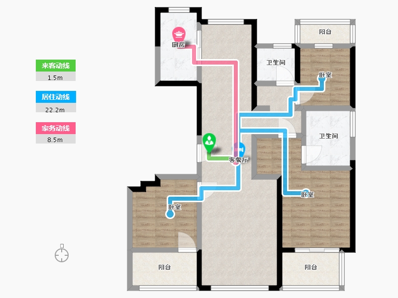 浙江省-宁波市-美的·美颐园-108.01-户型库-动静线