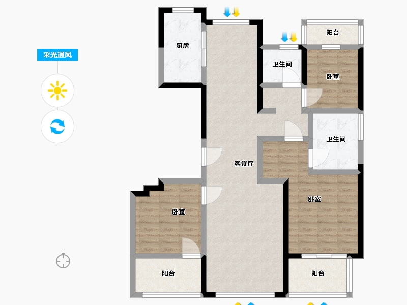 浙江省-宁波市-美的·美颐园-108.01-户型库-采光通风