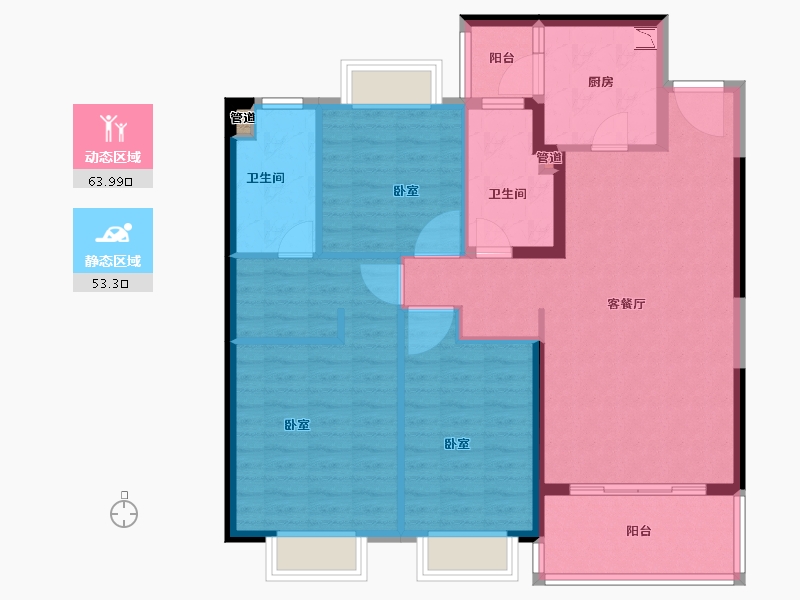 安徽省-淮南市-淮南恒大御府-106.08-户型库-动静分区