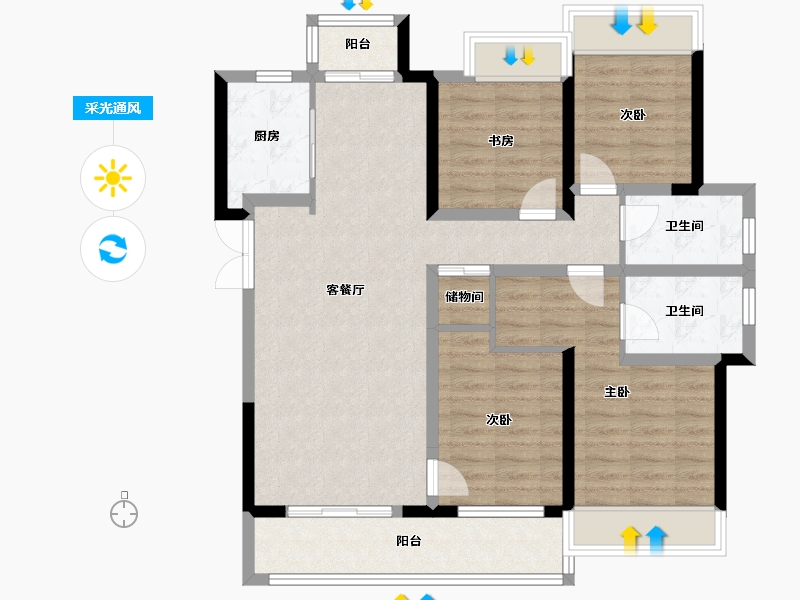 陕西省-安康市-电建地产安康洺悦府-99.95-户型库-采光通风