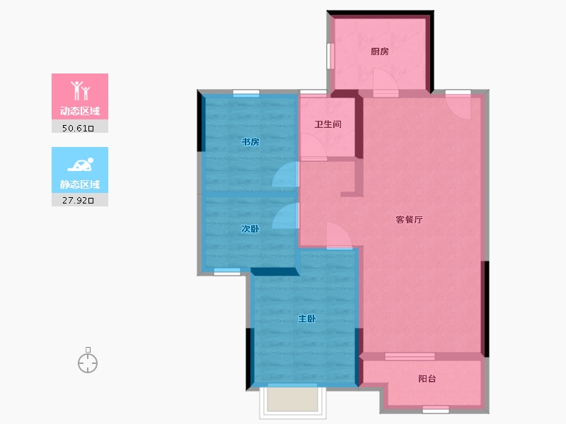 江苏省-南通市-启东绿地国际健康城-69.94-户型库-动静分区