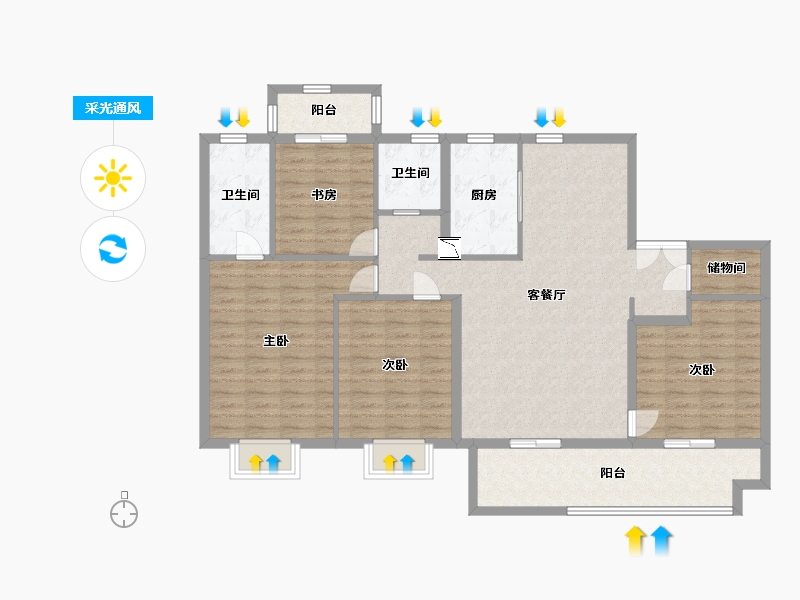 江苏省-南通市-阳光城西欧·文澜府-122.00-户型库-采光通风