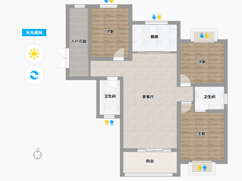 陕西省-安康市-城建锦绣星城-95.83-户型库-采光通风