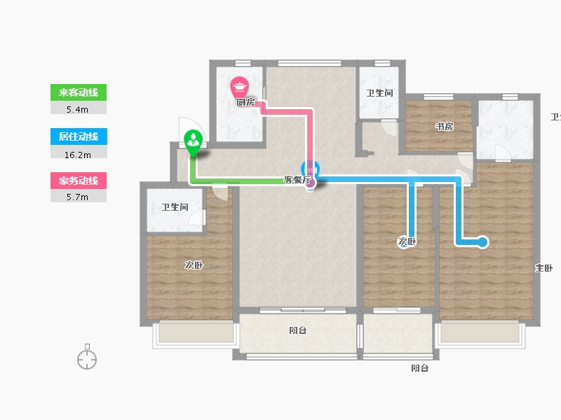 浙江省-宁波市-美的九峰天宸-129.99-户型库-动静线