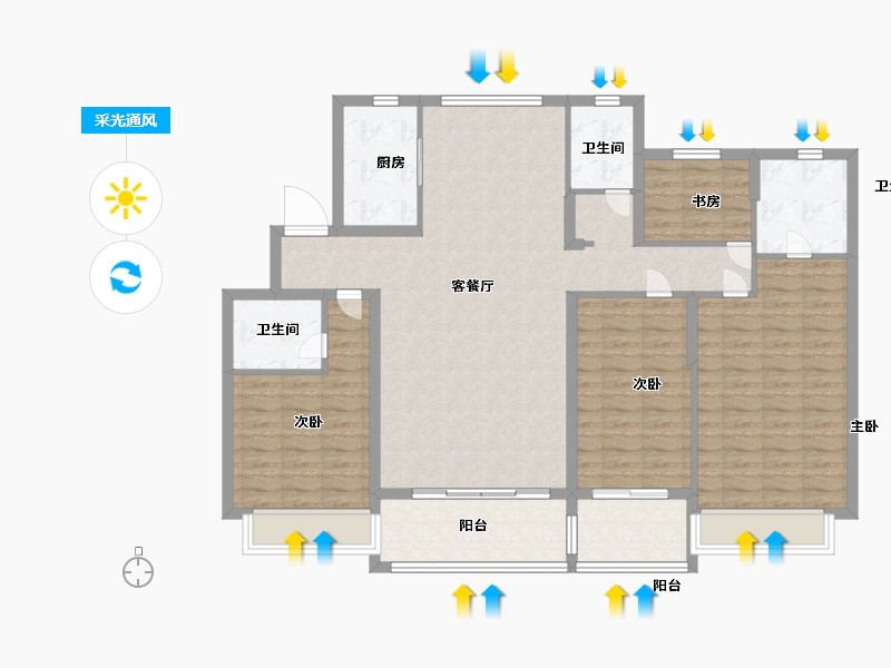 浙江省-宁波市-美的九峰天宸-129.99-户型库-采光通风