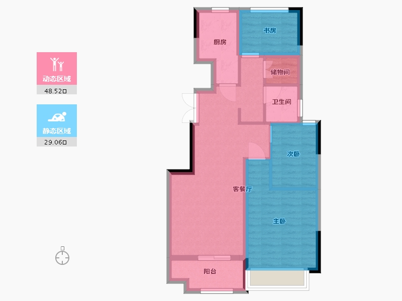 江苏省-淮安市-云河湾-68.60-户型库-动静分区