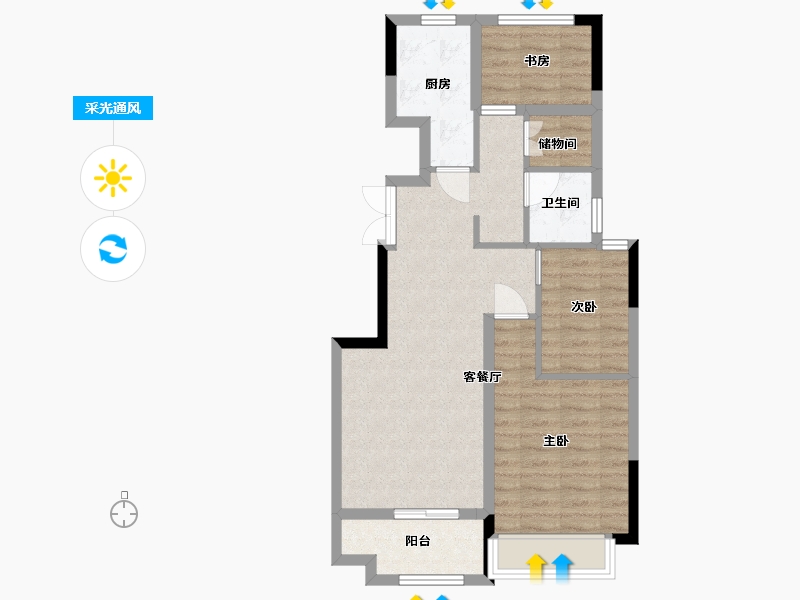 江苏省-淮安市-云河湾-68.60-户型库-采光通风