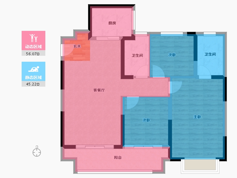 江苏省-苏州市-太湖朗峯-91.00-户型库-动静分区