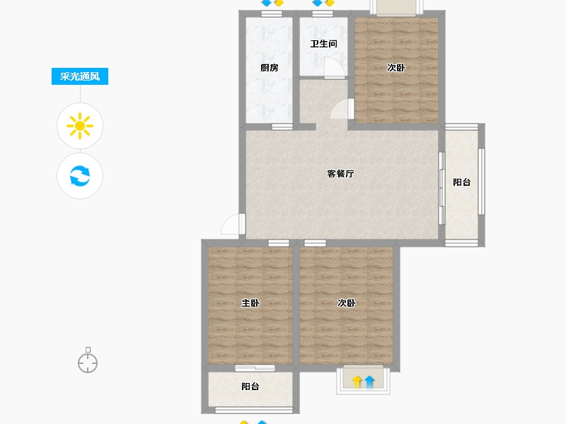 江苏省-淮安市-欣园小区-94.40-户型库-采光通风