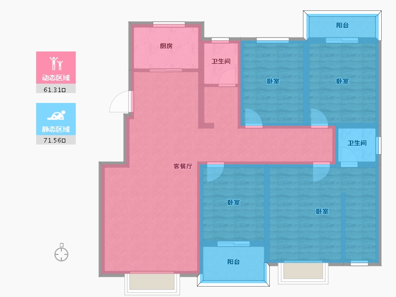 陕西省-宝鸡市-梧桐里水城-117.84-户型库-动静分区